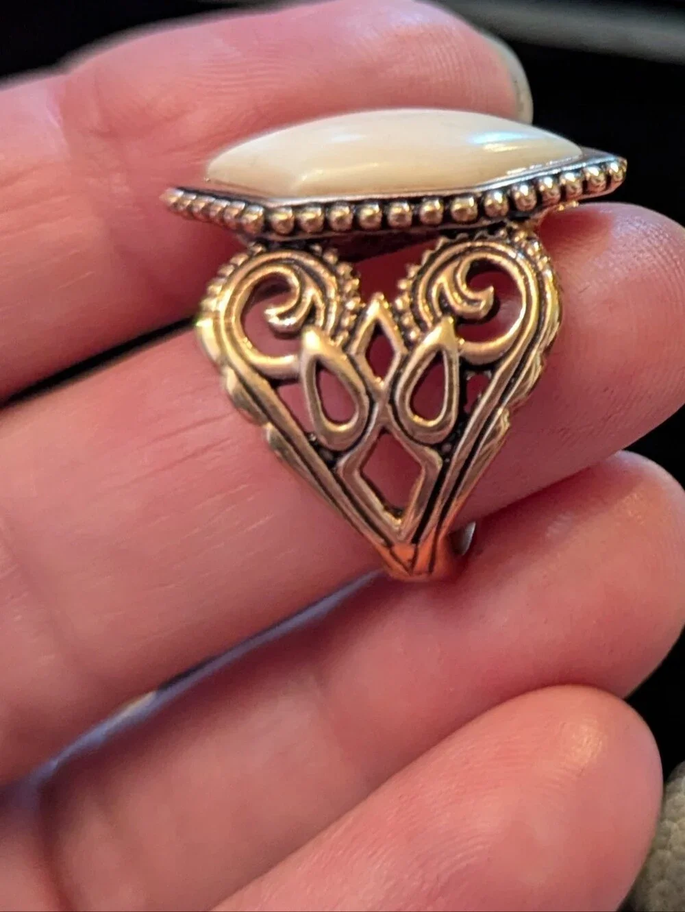 Barse Thai Genuine White Stone Ring, Vintage New, Size 9